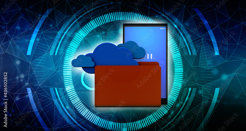 Poster 3d rendering mobile folder