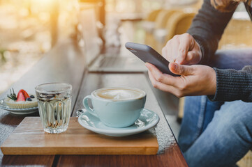 Woman online shopping and home delivery concept. Social distancing and New normal daily lifestyle.