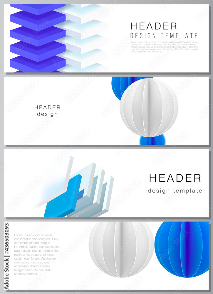 Poster vector layout of headers, banner templates for website footer design, horizontal flyer design, websi