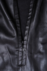 leather product with a black zipper