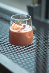 Iced Americano Coffee Mixed with passion fruit juice