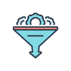 Color illustration icon for funnel