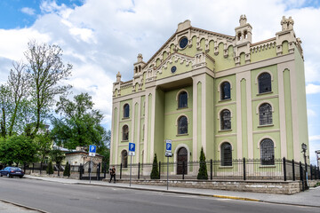 Fototapeta na wymiar DROHOBYCH, UKRAINE - May 15, 2021: The Choral Synagogue in Drohobych, Lviv Oblast in Ukraine, is the most impressive of the Jewish structures in the town.
