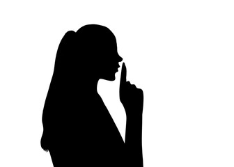 Obraz na płótnie Canvas silhouette of a woman be quiet illustration 