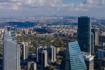 Aerial view of the city of Istanbul, on a sunny summer day.