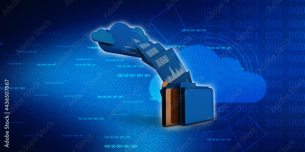 Poster 3d rendering folder with documents
