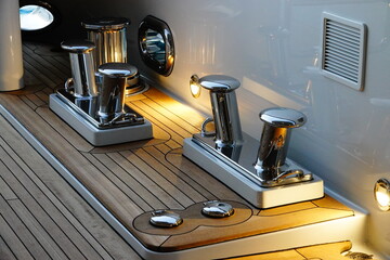 super yacht cleats, teak wood 
