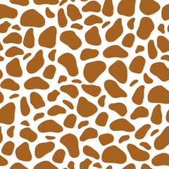 Seamless Pattern in Abstract Style. Brown Spots on White Background. Vector Illustration