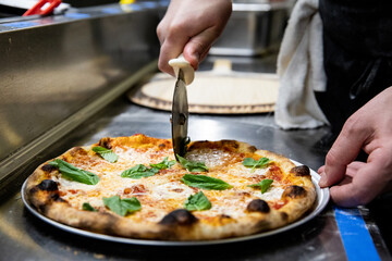 Fresh basil on pizza