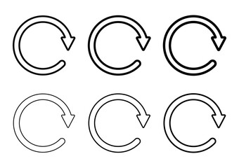 Set of blank circular symbol, arrow icon, refresh graphic vector. Collection of web button