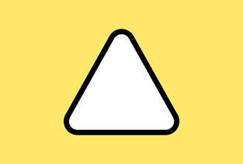 白い三角形と黄色い背景だけのシンプルな素材：上向き矢印、注意・警告・危険・防災イメージ素材