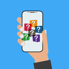 Question mark, frequently asked questions vector icon. Information speech bubble symbol, help message