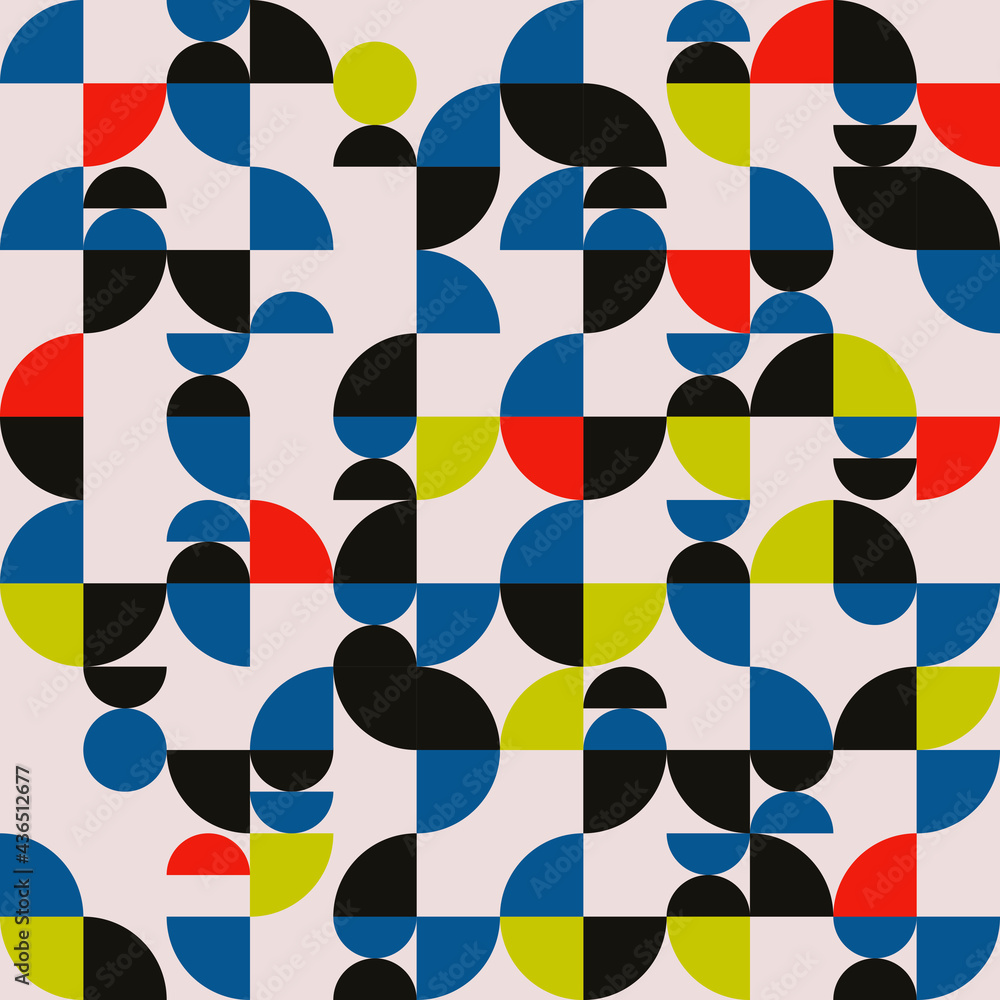 Poster abstract avant garde colorful shapes. vector same geometric shapes. blue, red, yellow and black shap