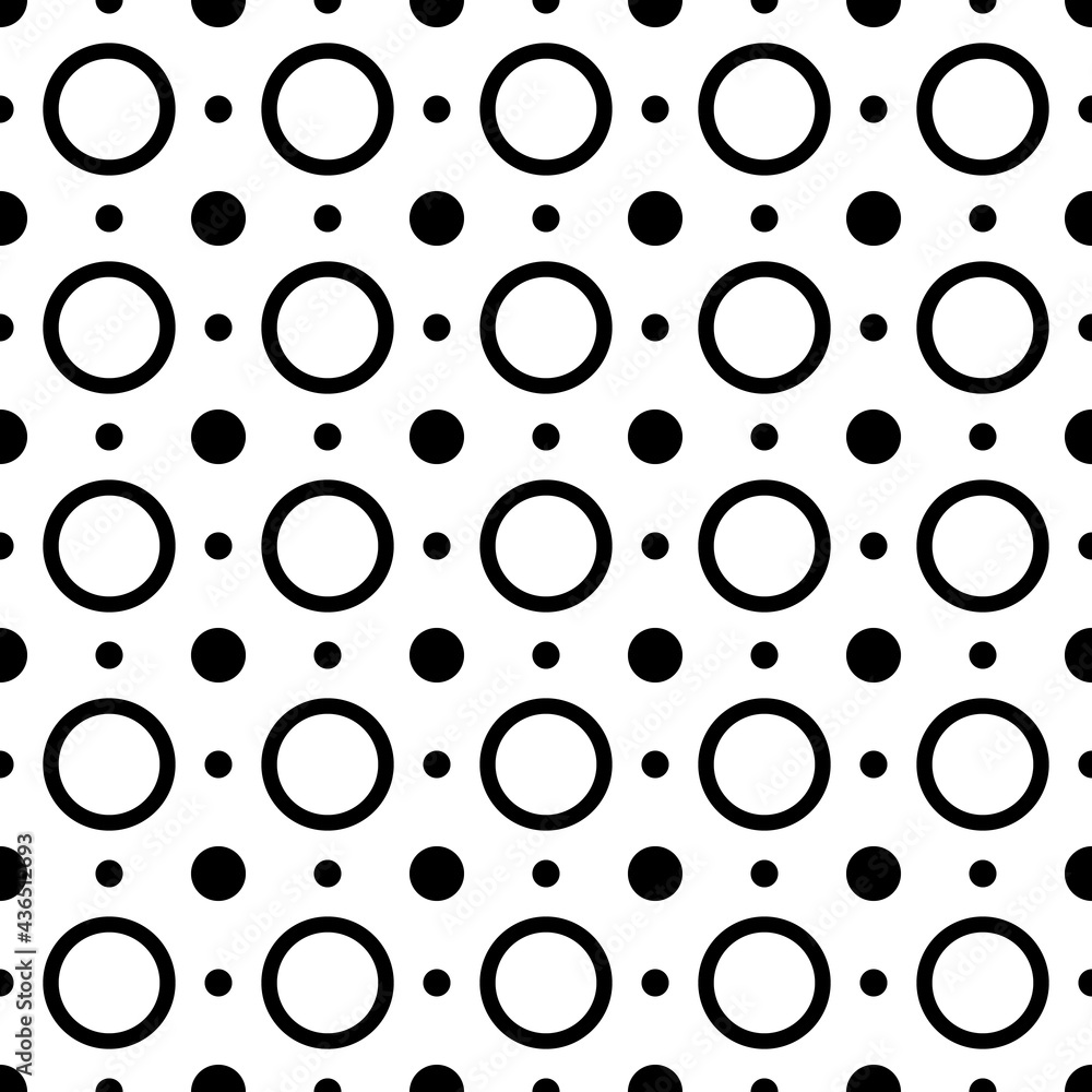 Aufkleber white background and black circles. medium, large and small circles wallpaper pattern. vector.