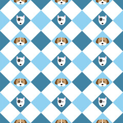 Dog seamless pattern background. design for pillow, print, fashion, clothing, fabric, gift wrap. Vector.