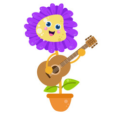 Cute flower character vector template design