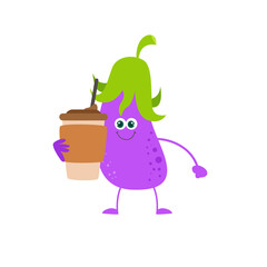 cute eggplant character vector template design illustration