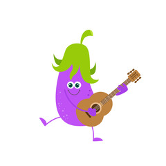 cute eggplant character vector template design illustration