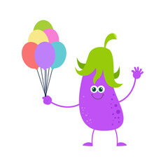 cute eggplant character vector template design illustration