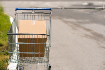 Shopping cart with carton box, a box in trolley