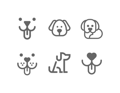 Dog, puppy vector line icon set