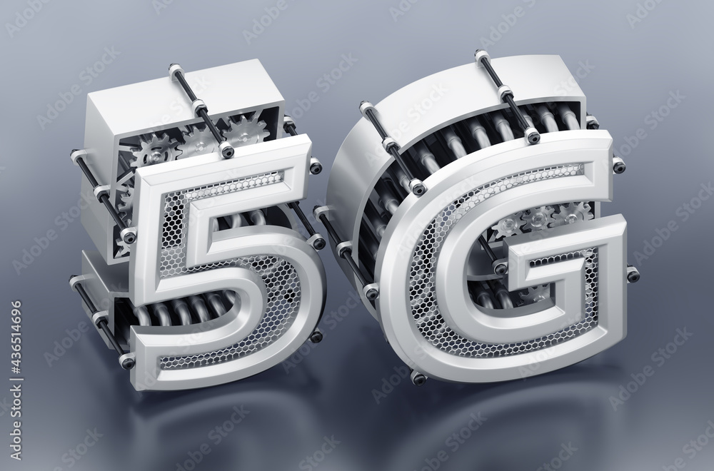 Fototapete 5g - 5th generation wireless network. designed in techno-style typeface characters, which are compos