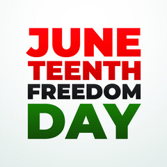 Juneteenth freedom day june 19 modern creative banner, sign, design concept, social media post with red, green, yellow text on a light abstract background