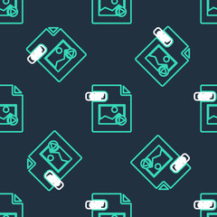 Line GIF file document. Download gif button icon isolated seamless pattern on black background. GIF file symbol. Vector