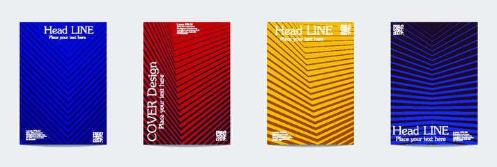 Minimal covers design. Colorful halftone gradients. Future geometric patterns.