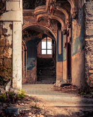 Fototapeta na wymiar Haunted Spicer castle in Serbia interior
