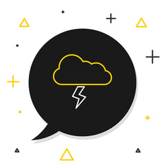 Line Storm icon isolated on white background. Cloud and lightning sign. Weather icon of storm. Colorful outline concept. Vector