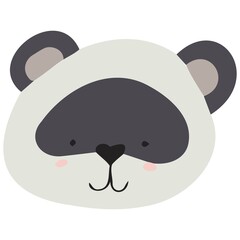 The gray face of a bear. Panda for children's room decoration, banners, postcards. © аля бонд