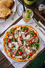 pizza in restaurant closeup macro