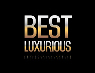 Vector premium template Best Luxurious. Elite Alphabet Letters and Numbers. Golden metal Font