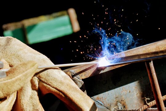 Welder Home Construction Worker Welding Steel and Iron for an Industry