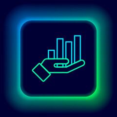 Glowing neon line Pie chart infographic icon isolated on black background. Diagram chart sign. Colorful outline concept. Vector