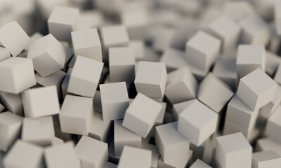 Abstract futuristic concept. White cubes background. 3D Rendering.