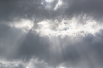 White sunlight shining through grey clouds.Shot in Sweden, Scandinavia