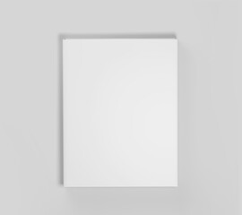 Blank white software box Mockup, medium size Cardboard package box, 3d rendering isolated on light gray background, ready for your design
