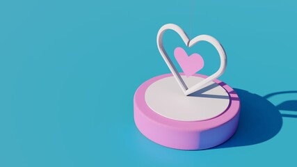 3d Rendering ,Heart music box, Love concept