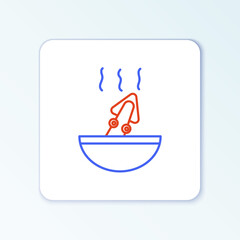 Line Soup with octopus icon isolated on white background. Colorful outline concept. Vector