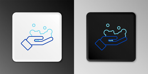 Line Washing hands with soap icon isolated on grey background. Washing hands with soap to prevent virus and bacteria. Colorful outline concept. Vector