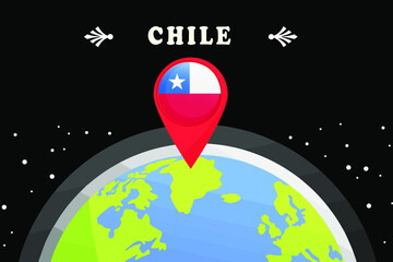 
Chile Flag in the location mark on the globe