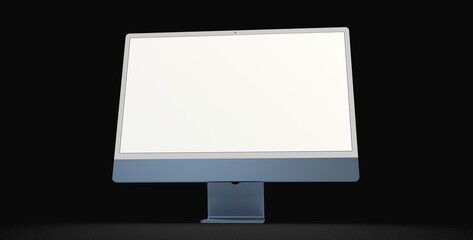 Realistic flat screen computer monitor 3de style mockup with blank screen isolated 3d