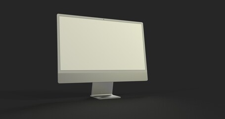 Computer display mock up with blank white screen. Stylish desktop computer mockup 3D