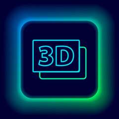 Glowing neon line 3D word icon isolated on black background. Colorful outline concept. Vector