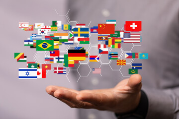 international counties flags - 3D realistic.