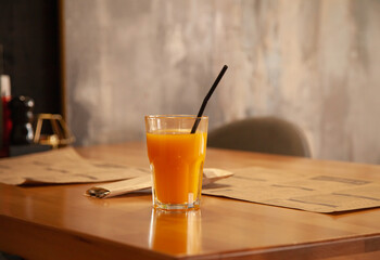 juice on a table in a cafe
