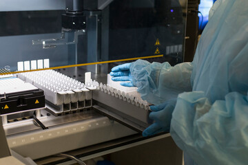 Test tubes in the laboratory in which PCR tests are done for the determination of coronavirus