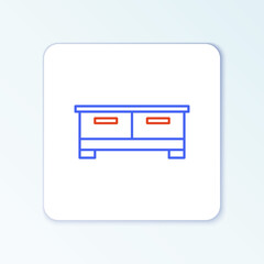 Line Chest of drawers icon isolated on white background. Colorful outline concept. Vector
